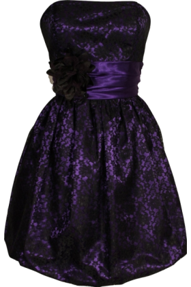 purple dress with black lace overlay