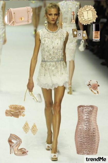 Gold,White & Sequin- combinação de moda