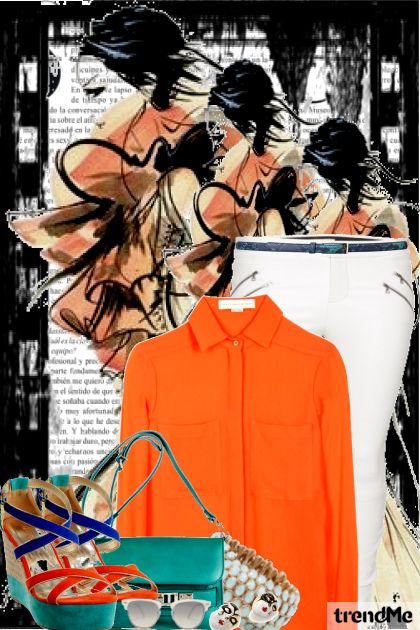 Orange-White- Fashion set