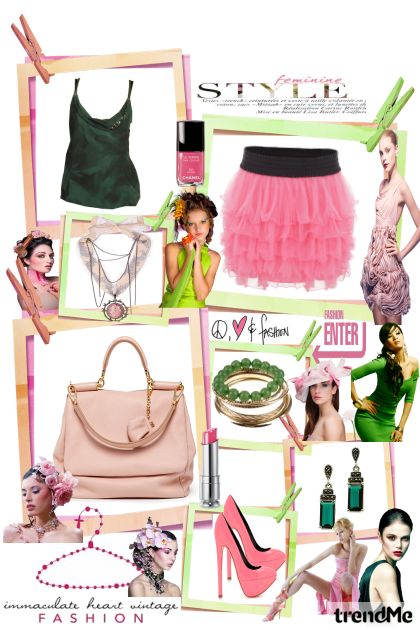 Look #5: "Pink&Green Style"- Modna kombinacija