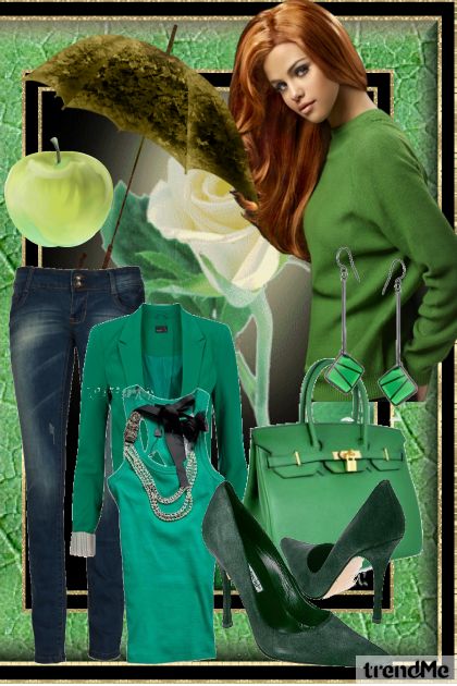 green outfit- Modekombination