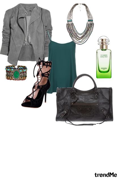 Grey and green- Combinaciónde moda