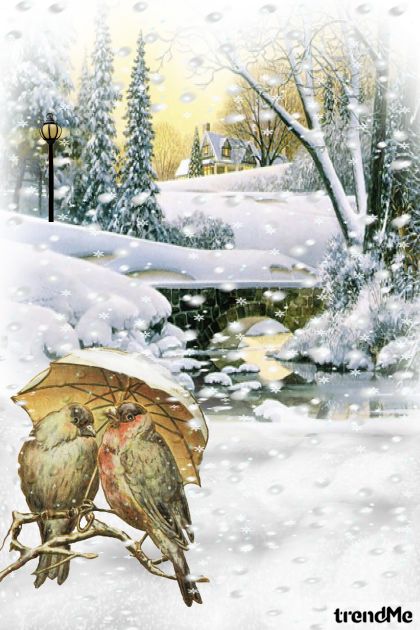 Two birds in the snow- Модное сочетание