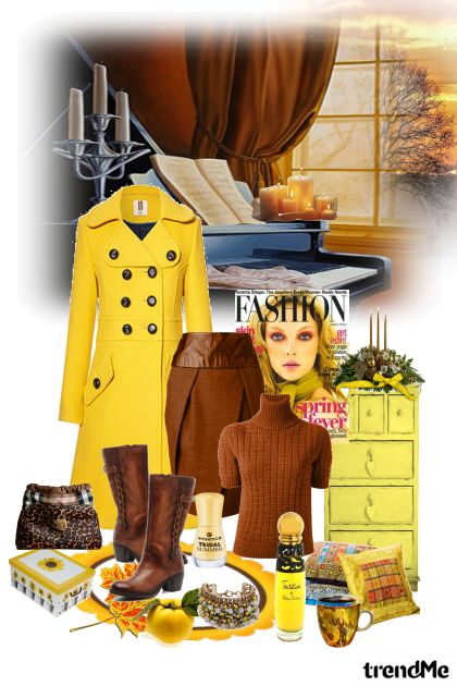 yellow coat- Combinaciónde moda