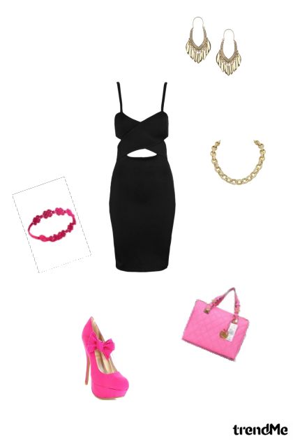 Crno - roza- combinação de moda