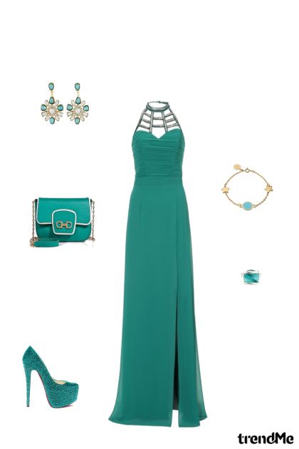 Elegantna zelena haljina- Modekombination