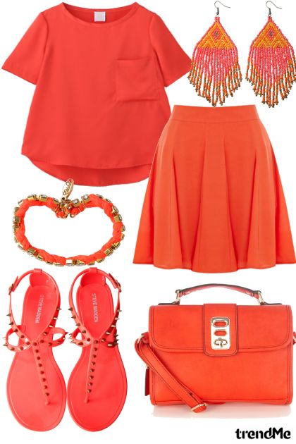 Летний персиковый наряд- combinação de moda