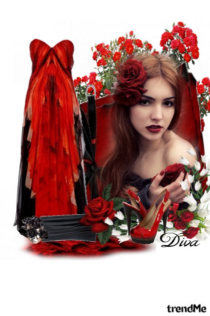 girl in red dress- Модное сочетание
