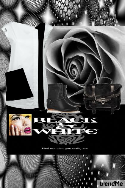 black and white with a colour touch- combinação de moda
