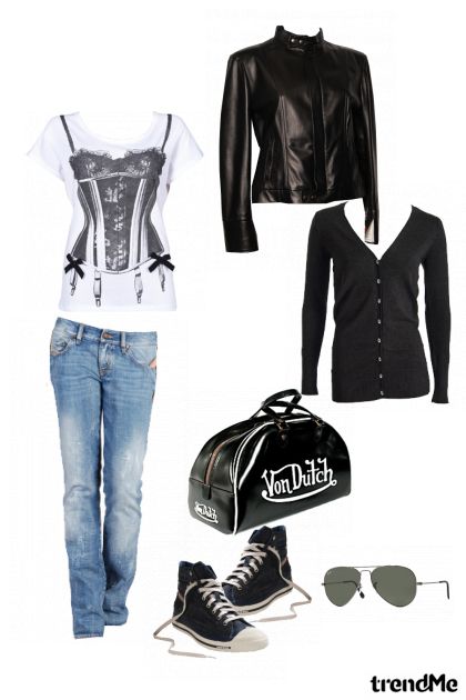 Black leather jacket...- Combinaciónde moda