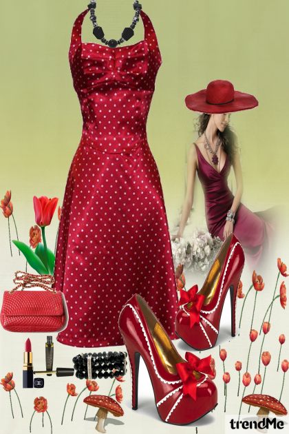lady in red- Combinazione di moda