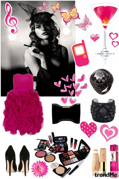 Black in pink- Fashion set