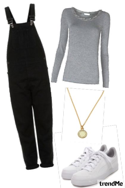 Zoella: Black Overalls, Bunny Shoes- Модное сочетание