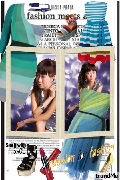 A passion of rainbow stripe fashion- Combinazione di moda