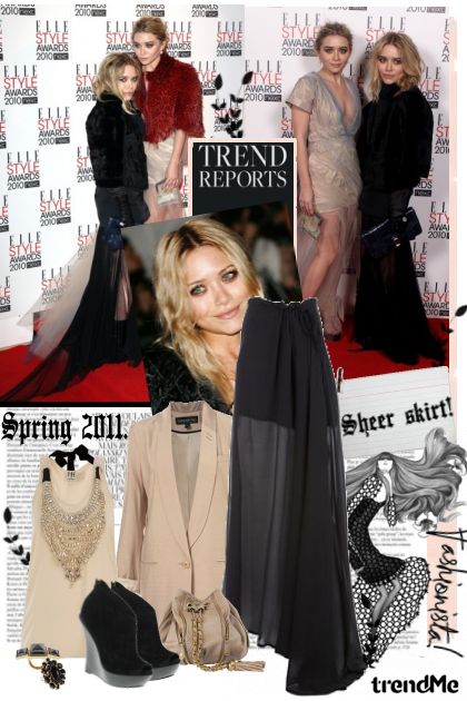 Trend report spring 2011: sheer maxi skirt- Modna kombinacija