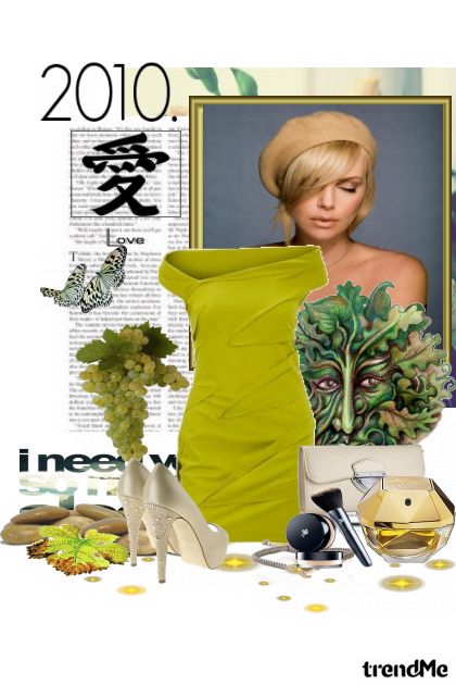 Green dress- Combinazione di moda