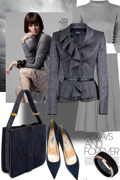 Elegance in gray shades- combinação de moda