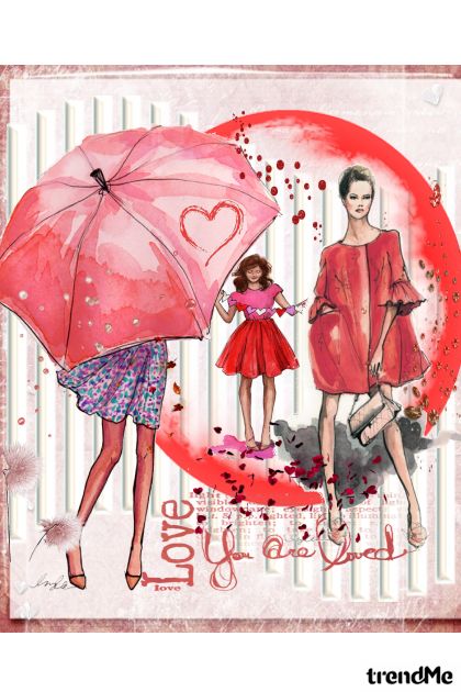 Love Red Illu- Combinazione di moda