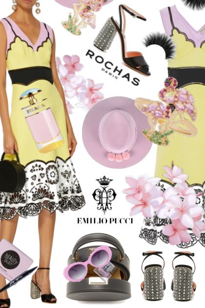 Pink   Yellow: Emilio Pucci Strapless Eyelet Dress- Модное сочетание