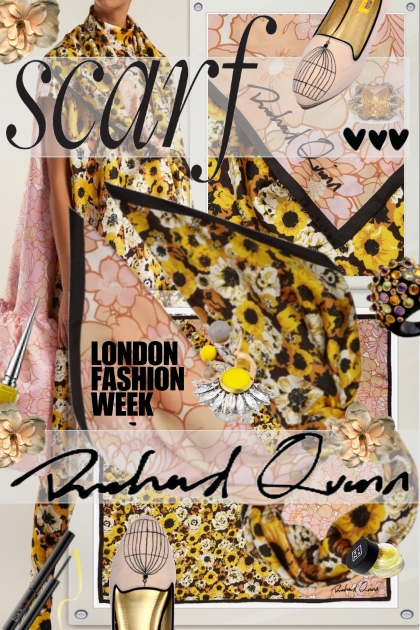 60s Floral Style Satin Twill Scarf- Модное сочетание