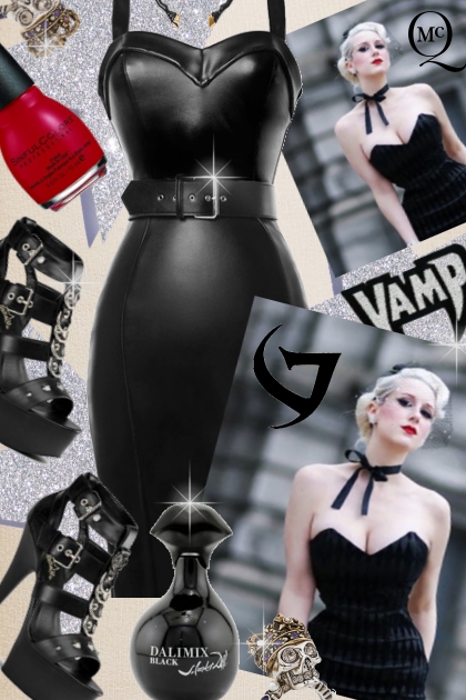 Deadly Dames Black Goth Wiggle Dress- Combinazione di moda
