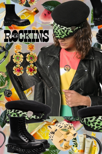 Rockin' a Lime Green Leopard Hat- Combinaciónde moda