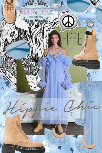 Sky Blue Hippie Chic- Combinazione di moda