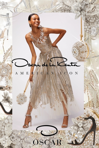 Oscar de la Renta Silk-Blend Lamé Party Dress- combinação de moda