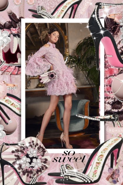 Marchesa Ostrich Feather Embellished  Dress- Fashion set