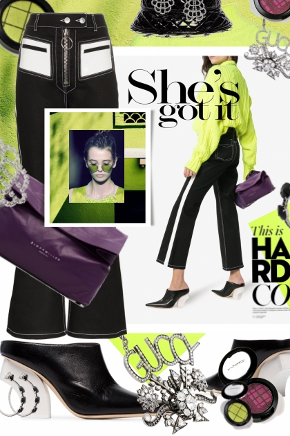 Black and White With A Twist Of Lime- Fashion set