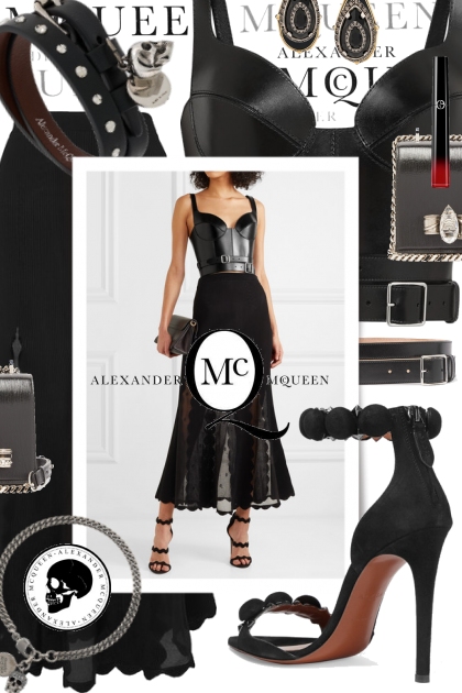 Alexander McQueen Warrior Style Black Bustier- Fashion set