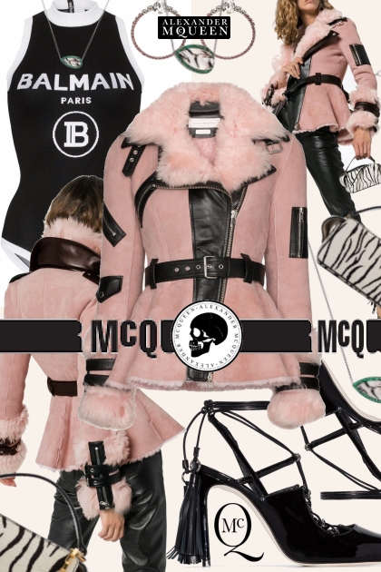 Alexander McQueen Pink Belted Biker Jacket- Modna kombinacija