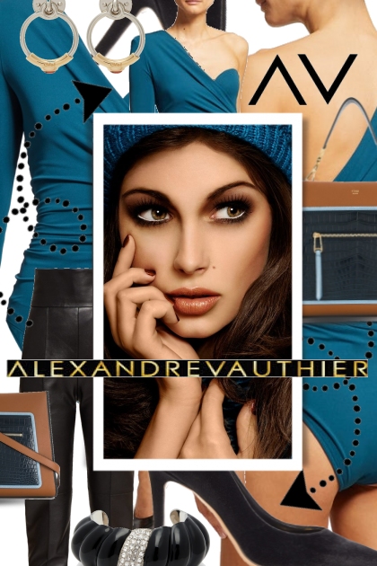 Alexandre Vauthier Teal Asymmetric Bodysuit- Combinazione di moda