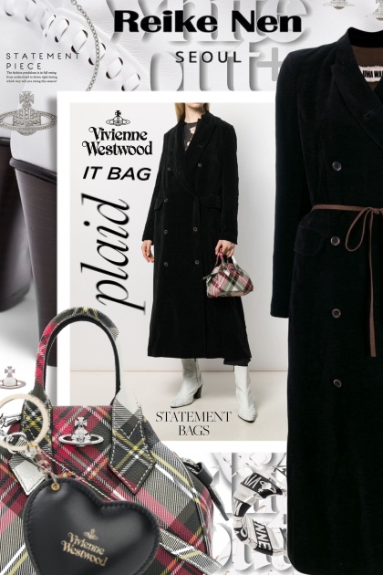 Vivienne Westwood Tartan Plaid Orb Tote Bag- Fashion set