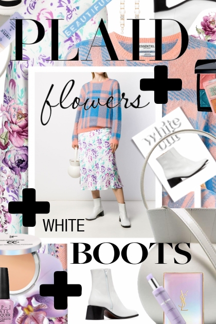 Plaid Plus Flowers Plus White Boots Trending Now