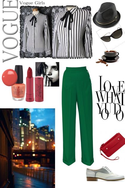 Green and stripes- Combinazione di moda