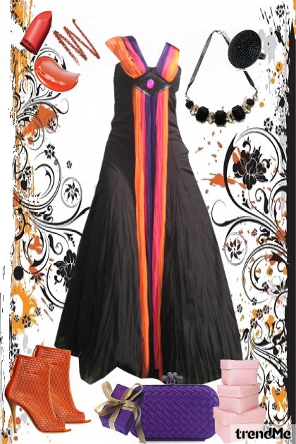 black long dress- Модное сочетание