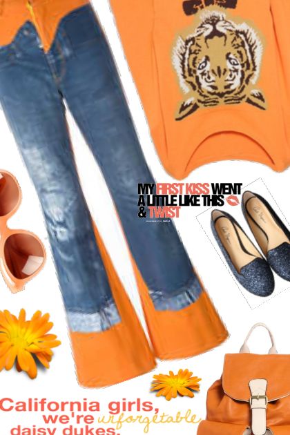 Denim and Orange- Combinaciónde moda