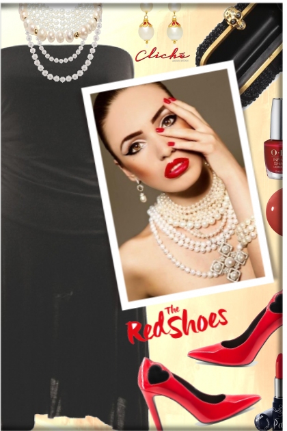 ❤️Pearl and red shoes- Combinaciónde moda