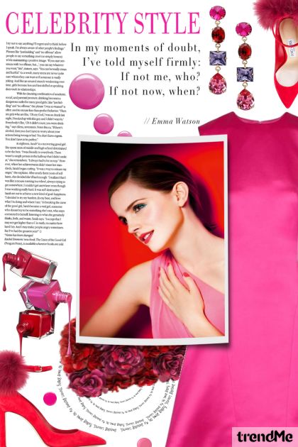 Emma Watson in Pink & Red- Modna kombinacija