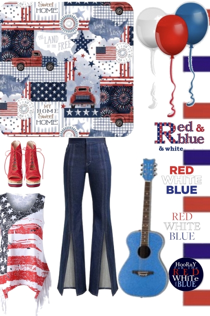 RED WHITE BLU ROCK- combinação de moda