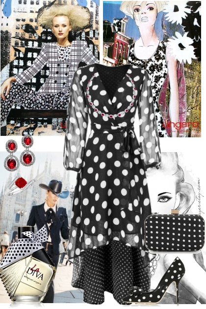 Black&White polka dots- Modekombination