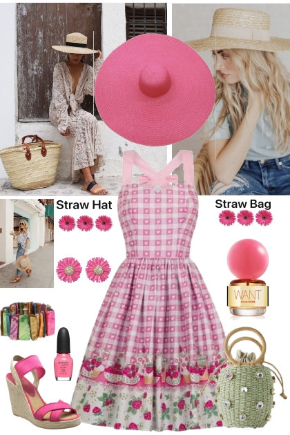 OUTFIT WITH STRAW ACCESSORIES
