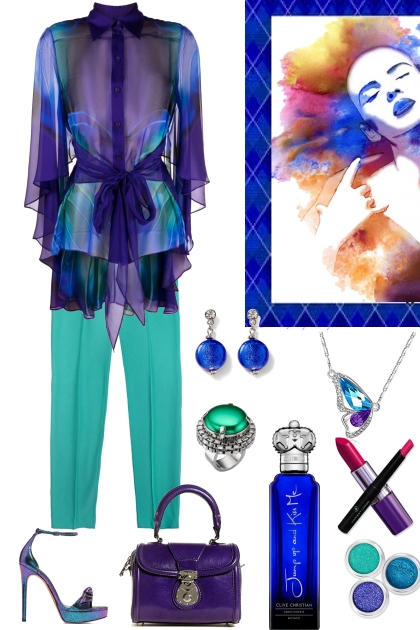 NOTES OF PURPLE AND GREEN- Fashion set
