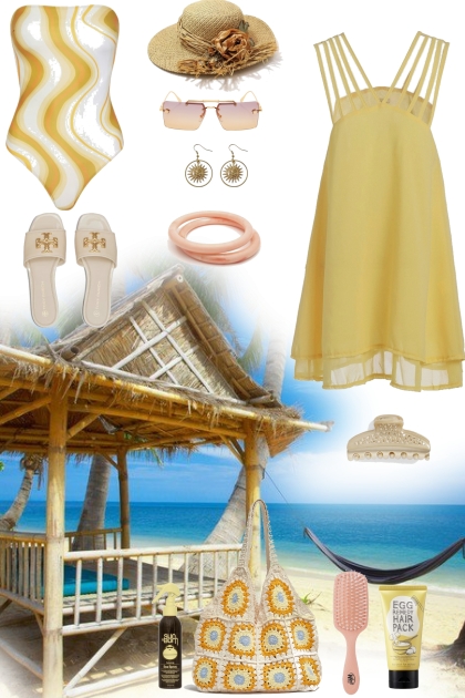 ON THE BEACH IN YELLOW- Fashion set
