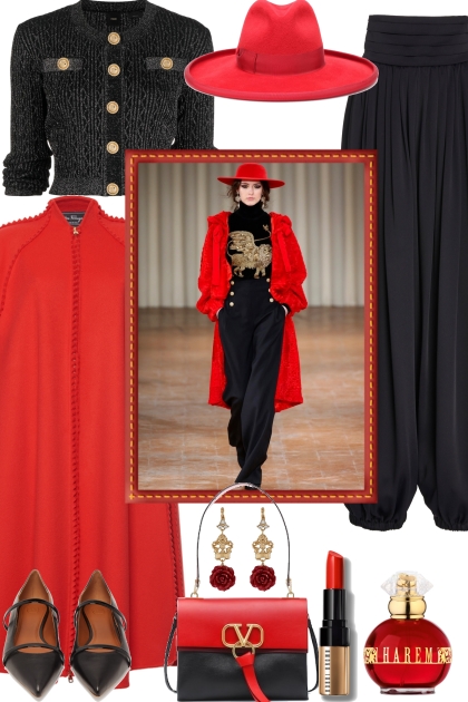 AN AUTUMN IN BLACK AND RED- Fashion set