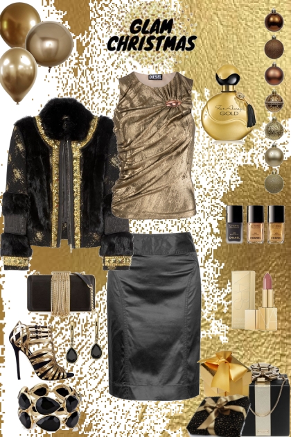 BLACK AND GOLD CHRISTMAS PARTY- combinação de moda