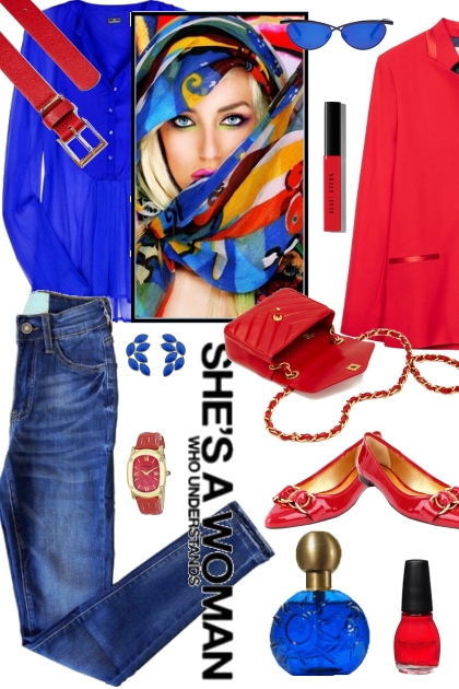 CASUAL IN BLU AND RED- combinação de moda