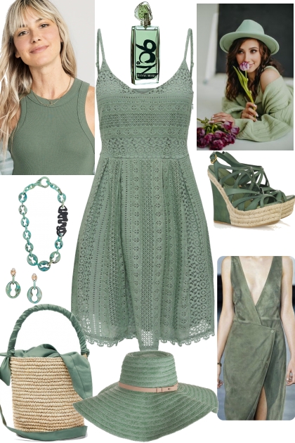 GREEN EYELET- Fashion set