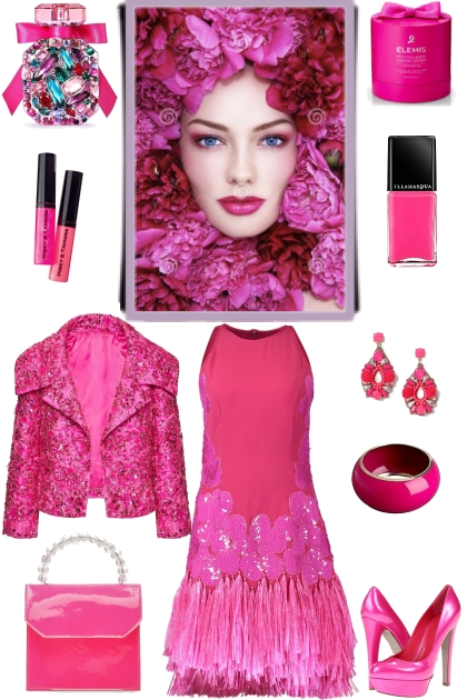 STRONG PINK FOR COCKTAIL- Fashion set